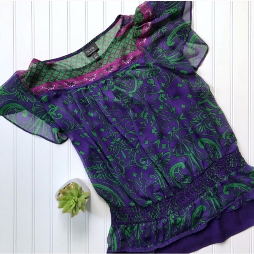 •Nicole Miller• chiffon/cami top {C23}